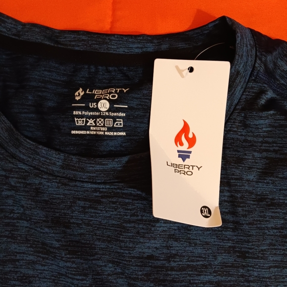 LIBERTY PRO Shirt Mens 3XL Blue Marled Moisture Wicking Athletic - Picture 4 of 4